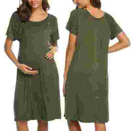 Avidlove Women Maternity Nursing Nightgown with Button Short Sleeve Nursing Dress for Breastfeeding Labor and Delivery Gown for Hospital S-XXL
