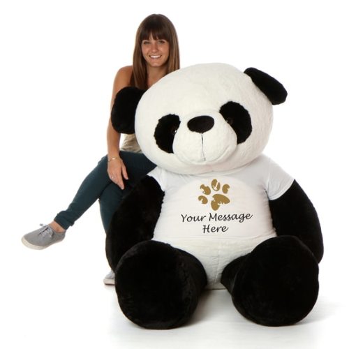 Giant Panda Valentine's Day Gift With Paw Print T-shirt Available In 3 Different Sizes