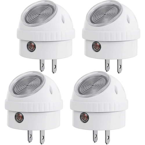 DEWENWILS 4-Pack LED Night Light Plug in,Nightlight Dusk to Dawn Auto On and Off, 360 Rotating Shade Nightlights, Warm White