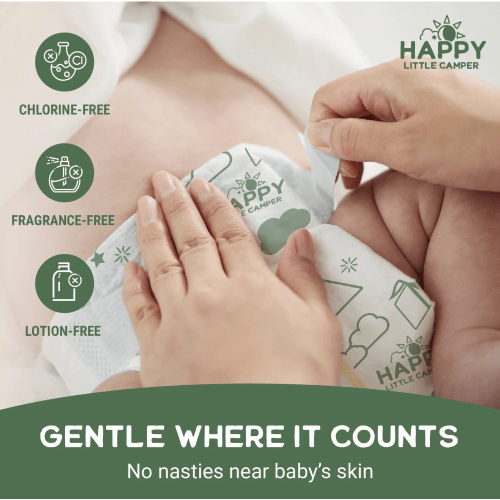 Happy Little Camper Super Saver Baby Diapers, Size 1, Newborn, 4-11 lbs