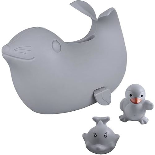 Bath Spout Cover, Tub Faucet Cover Baby - Bathtub Faucet Cover for Kids - Kids Bathroom Accessories Tub Faucet Protector for Baby - Soft Silicone Spout Cover Gray Sea Lions