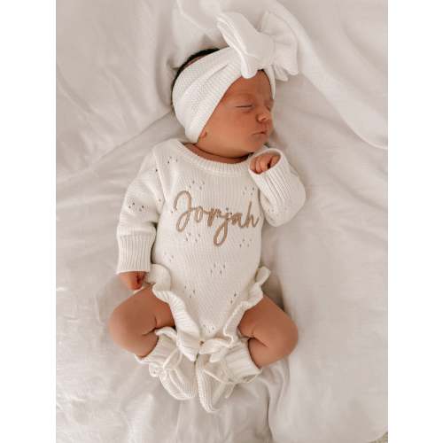 POINTELLE FRILL ROMPER - MILK
