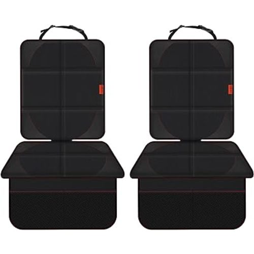 Car Seat Protector - 2 Pack Car Seat Protectors for Child Seats with Padded Cover and Organiser Pockets, Baby Car Back Seat Protector, Black