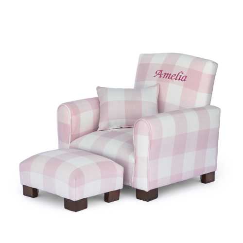 Personalized Toddler Armchair/ Custom Toddler Rocking Chair - Pink Check