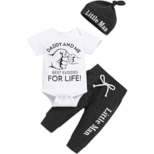 Newborn Infant Baby Clothes Long Sleeve Romper + Pants + Hat 3PCS Outfits Set