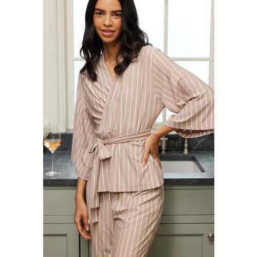 DreamKnit Kimono Pajama Set in Conifer Stripe — XXS - FINAL SALE