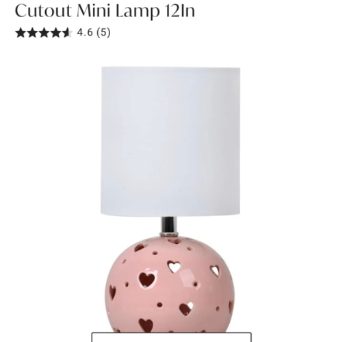 Tiny Dreamers Pink Ceramic Heart Cutout Mini Lamp 12In