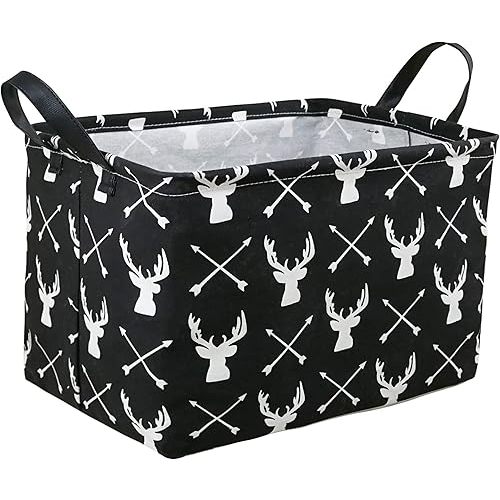 KUNRO Rectangle Toy Bin Waterproof storage organizer for Nursery Hamper Home decor Closet Kids Bedroom Laundry Baby Gift Shelf Baskets(Deer)