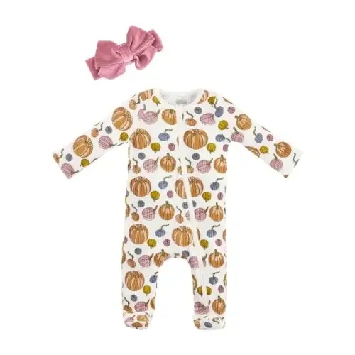 Southern Chic Spatique – Mud Pie Girls Pumpkin Sleeper