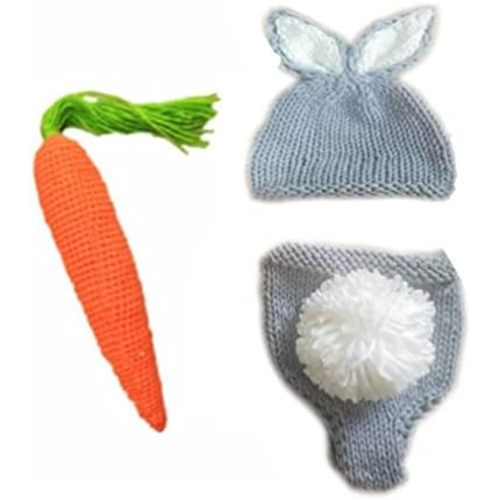 Newborn Baby Bunny Rabbit Crochet Knitted Photography Props Newborn Baby Outfits Diaper Costume