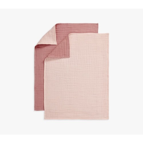 Two-Tone Organic Muslin Towel Set of 2