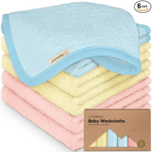 6-Pack Baby Washcloths - Soft Absorbent Viscose from Bamboo Wash Cloths for Babies, Kids, Toddlers, Infant, Newborn Bath Towels, Gentle on Sensitive Skin, 10x10 Reusable Face Towels (Candy Pop)