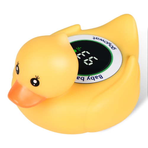 Baby Bath Thermometer with LED Display, Floating Duck Toy – 2-in-1 Water Safety Sensor for Infants, Color-Coded Alerts (Hot/Cold), Bath Tub Temperature Monitor, Cute Floating Bath Toy