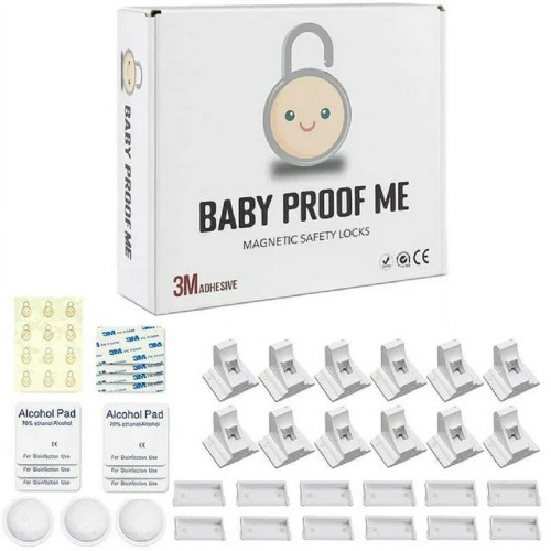 Baby Proof Me Magnetic Cabinet Locks - Toddler Baby Safe Kitchen Cabinets Locks to Childproof Cabinets and Drawers with Easy Installation - 36 Pcs