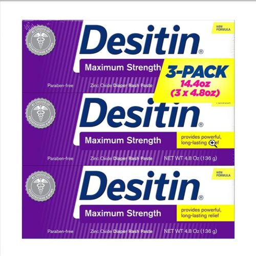 Desitinn Maximum Strength Baby Diaper Rash Cream with 40% Zinc Oxide for Treatment, Relief & Prevention 4.8 OZ (Pack of 3)
