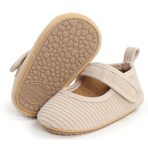 Non-Slip Corduroy Mary Jane - Cream - 0-6 month
