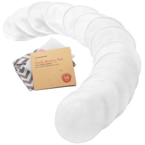 Keababies 14pk Organic Nursing Pads, Washable Breast Pads For Breastfeeding, Reusable Nipple Pads, Breastfeeding Essentials (soft White, X-large)