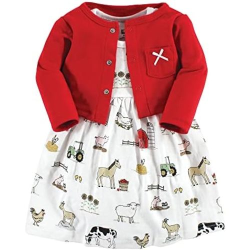 Hudson Baby Baby Girls' Cotton Dress and Cardigan Set