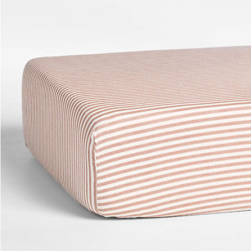 Supersoft Striped Brulee Brown Organic Cotton Gauze Baby Crib Fitted Sheet