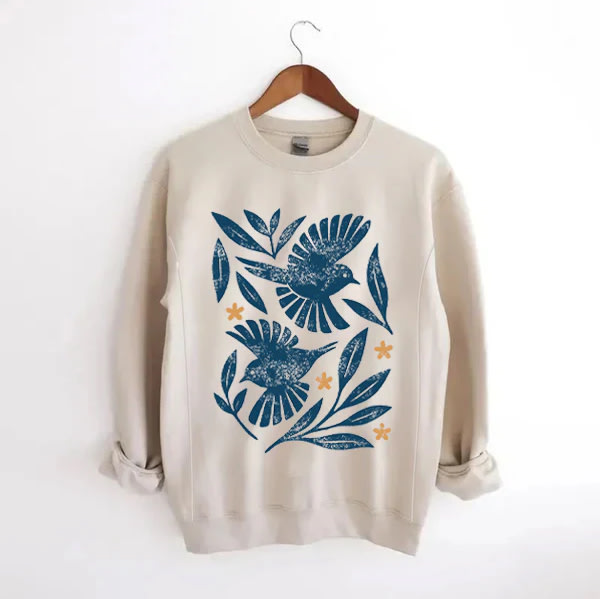 Retro Botanical Birds Nursing Sweatshirt – Giftifymama