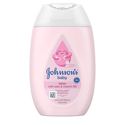 Johnson's Baby Lotion with Coconut Oil, Aloe Vera & Vitamin B5, 72 HR Hydration, Skin Moisturizer, Hypoallergenic, Safe for Newborn, Protects From Dryness & Strengthens Skin, 3.4 fl. oz