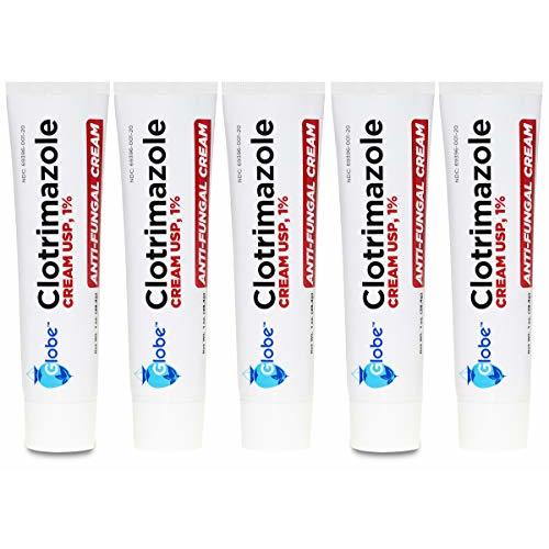 (5 pack) Globe Clotrimazole Antifungal Cream 1% (1 oz) Relieves the itching, burning, cracking and scaling associated with fungal infections | Compare to the Name Brand Active Ingredient