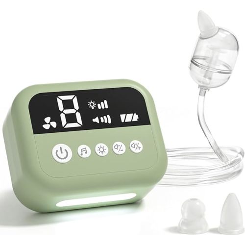 HEYVALUE Hospital Grade Nasal Aspirator for Baby, Nose Sucker with 9 Levels Suction, Night Light and Nursery Rhyme Soothing, Electric Nose Suction for Baby with Food-Grade Silicone Tips, Green