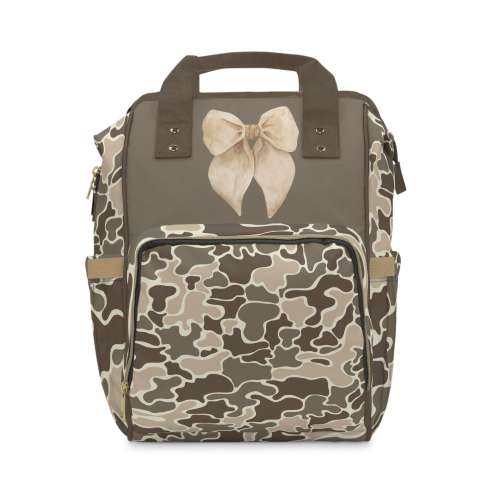 Marsh Camo "Bow" Backpack/Duck Camo Diaper bag/Cream Coquette Travel bag/Girl Diaper Bag/Trendy Camo Backpack/Country Girl Bag