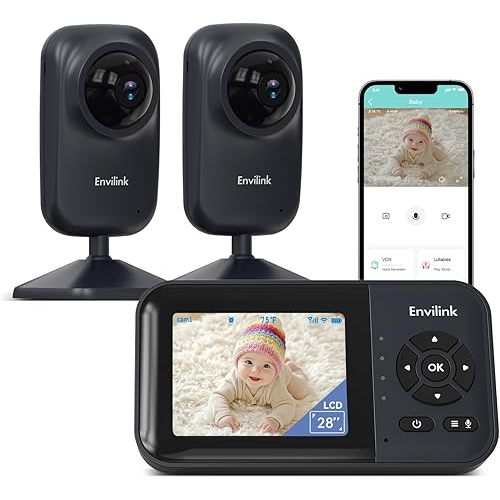 Baby Monitor with Camera and Audio, Video Baby Monitor WiFi Night Vision, 2.8" LCD Screen Baby Camera VOX Mode Alarm and 1200ft Long Range