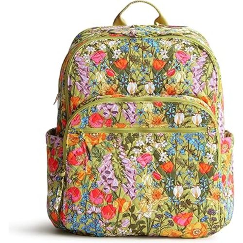 Vera Bradley Premium Cotton Large Bancroft Backpack, Meadow Bouquet