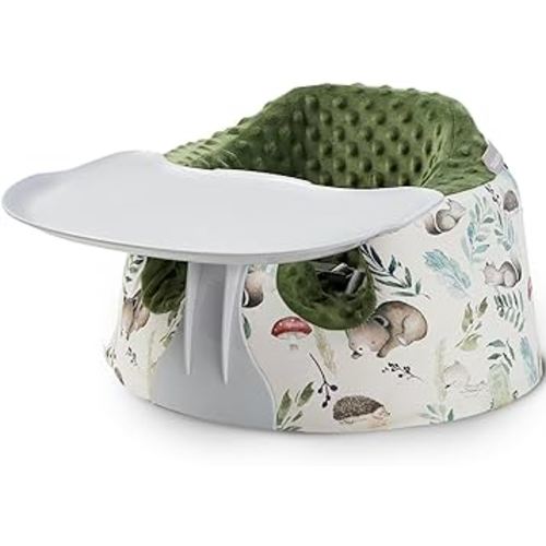 Seat Cover and Tray Sets Accessory Compatible with Bumbo Floor Seat for Baby,Breathable Baby Bumbo Seat Cover,Bumbo Activity Tray Attachment Easy to Install and Remove (Forest)