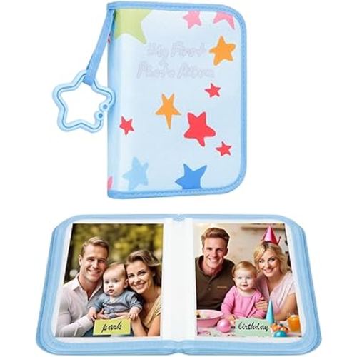 Baby's My First Photo Album for Baby Holds 21 4x6 Photos, Baby Photo Album Soft Cloth Family Book, My First Family Album for 4x6 Baby Shower Kids Toddlers Family Pictures, Toddler Photo Album (Blue)