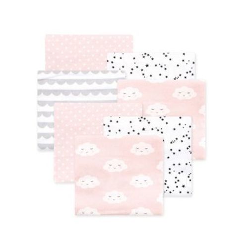Little Treasure Hudson Baby Girls Cotton Poly Flannel Receiving Blankets Multipack, Pink Cloud, 30x30 inches