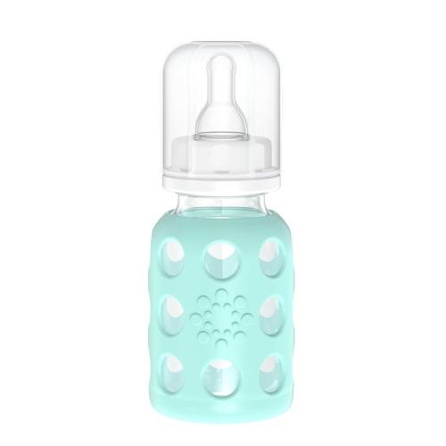 Lifefactory Glass Baby Bottle with Protective Silicone Sleeve and Stage 1 Nipple Mint 4 Oz 1 Count (Pack of 1) (LF110013C4)