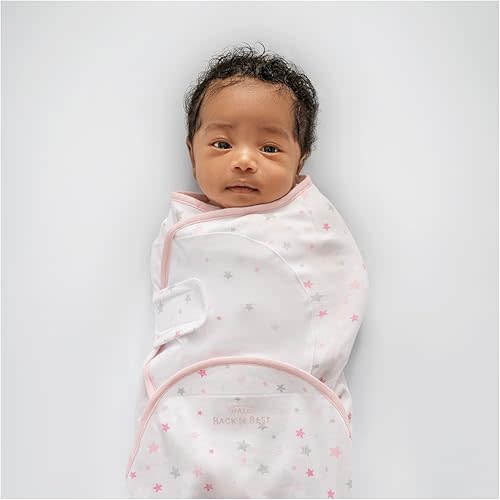 HALO SwaddleSure Adjustable Swaddling Pouch, 100% Cotton, TOG 1.0, Twinkle Pink, Newborn, 0-3 Months