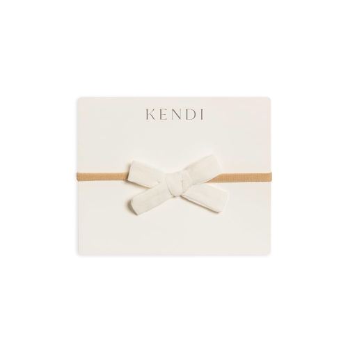 Colored Organics Baby Organic Cotton Schoolgirl Bow Headband - Infant Girls - Ivory Linen