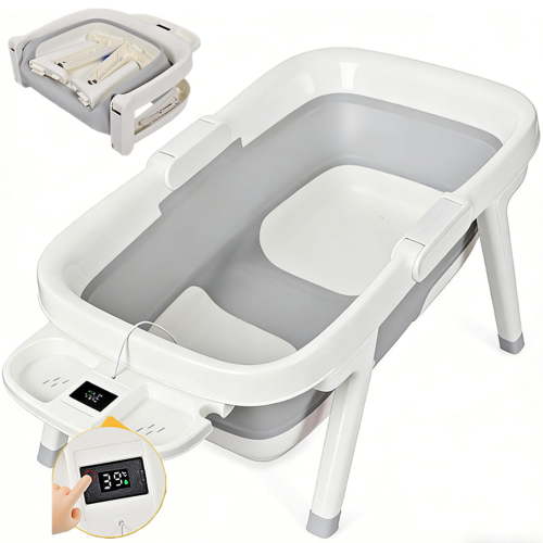 Foldable Baby Bath Tubs, Large Size 70x40x21.5cm Baby Bathtub for Ages up to 48 Months, Portable Travel Baby Tubs withTemperature Sensor and Drain Hole, Grey - Walmart.ca