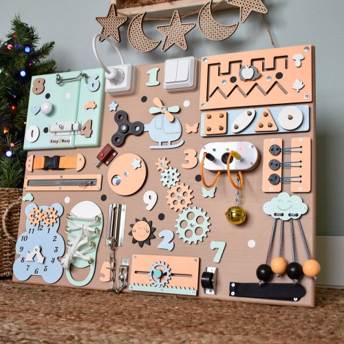 EXTRA LARGE sensory busy board 1 2 3 year old, First birthday gift, Toddler Busy boards, Baby Montessori activity board, Wooden fidget board