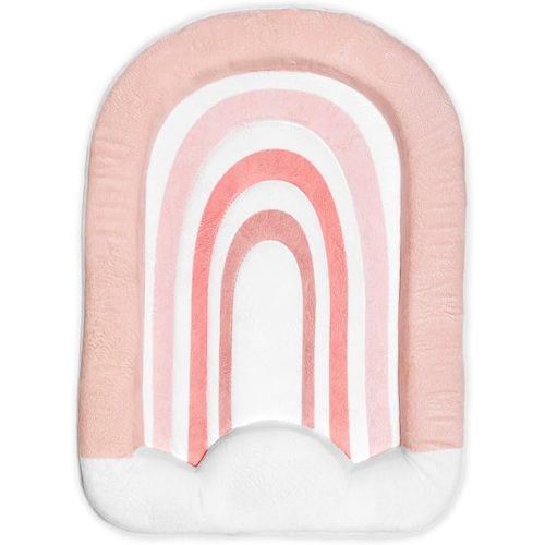 Blooming Bath Rainbow Baby Bath Mat - Sink Bathtub Cushion for Infants - Plush Minky Fabric for Newborn to 6 Months - Washer Safe Baby Essentials - Essential Newborn Bath Accessory
