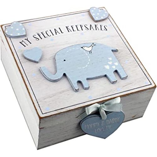 Baby Boy Wooden Memories Keepsake Box Vintage Style