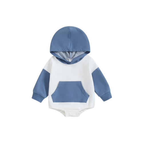 Newborn Baby Boys Girls Hooded Sweatshirt Romper Contrast Color Long Sleeve Hoodie Bodysuit Infant Baby Fall Winter Spring Outfits