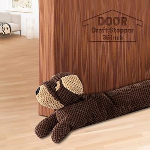 SWISSELITE 36 Inch Under Door Stopper, Animal Air Draft Stopper, Weighted 3.2 Pounds, Brown Cotton, Decorative Noise Blocker & Light Blocker
