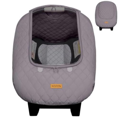 liuliuby Baby Car Seat Weather Shield | Warm Quilted Winter Cover with Clear Window for Infant Carseat | Keeps Babies & Newborn Protected in Cold | Car Seat Cover for Boys & Girls (Gray)
