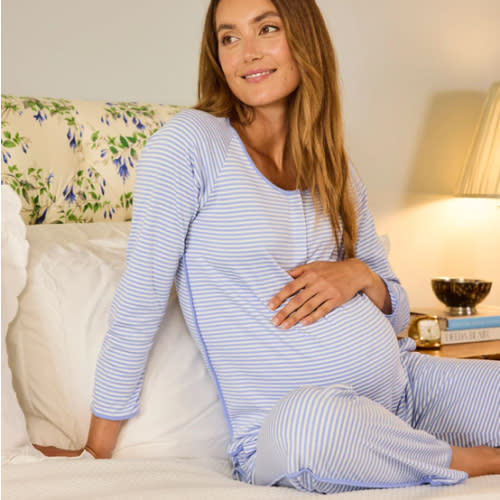 LAKE | Women | Pima Cotton Pajamas | Hydrangea Maternity Long Long Set