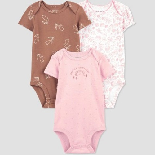 Carter's Just One You® Baby Girls' 3pk Bodysuit, Color: Brown/Pink, Size: 12M