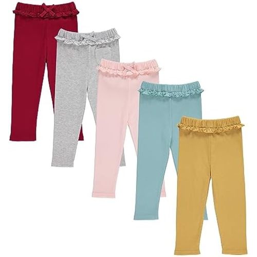 Cudlie 5-Pack Baby/Toddler Girls Joggers - Lounge Pants, Active Sweatpants Sweats - Fashion Joggers for Girls