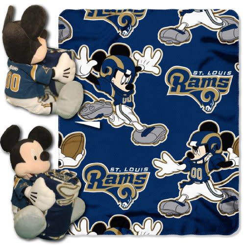 Officially Licensed NFL Co-Branded Mickey Mouse "Hugger and Fleece Throw" Blanket Set, Multi Color, 40" x 50"