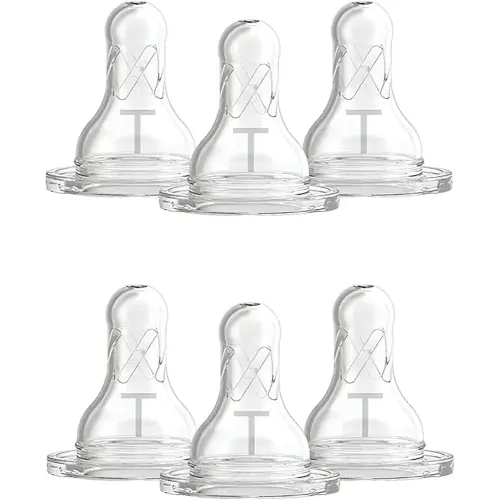 Dr. Brown’s Level T Narrow Baby Bottle Nipple, Slower Flow Rate for Infants, 100% Silicone Bottle Nipple, BPA Free, 0m+ – 6-Pack