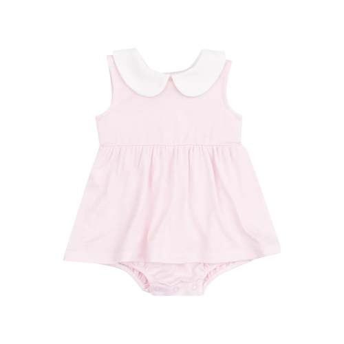 Stripe Classic Pink Peter Pan Collar Bubble W/ Skirt – Itty Bitty Bella