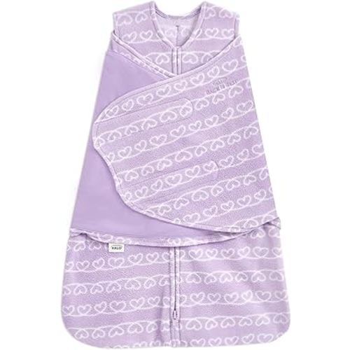 HALO Micro-Fleece Sleepsack Swaddle, 3-Way Adjustable Wearable Blanket, TOG 3.0, Heartline, Newborn, 0-3 Months